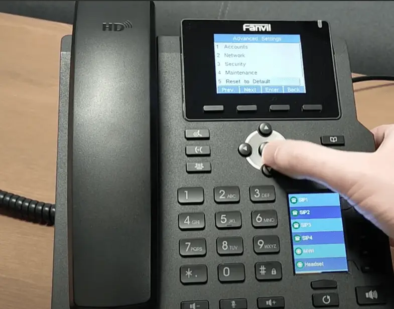 Resetting a Fanvil X4 from the phone menu