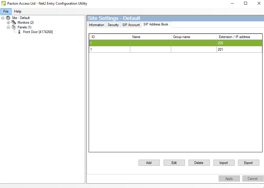 Configuring the address book extensions in Net2