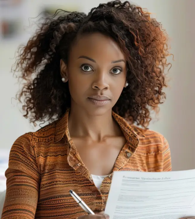 Woman holding privacy notice